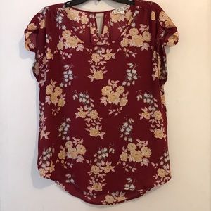 Pink Rose High-Low Floral Blouse